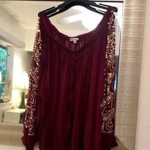Gorgeous Foley + Corrina Silk Sequin Blouse xs